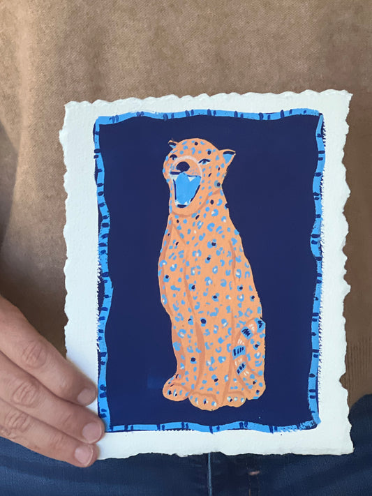 Blue Leopard Original Painting